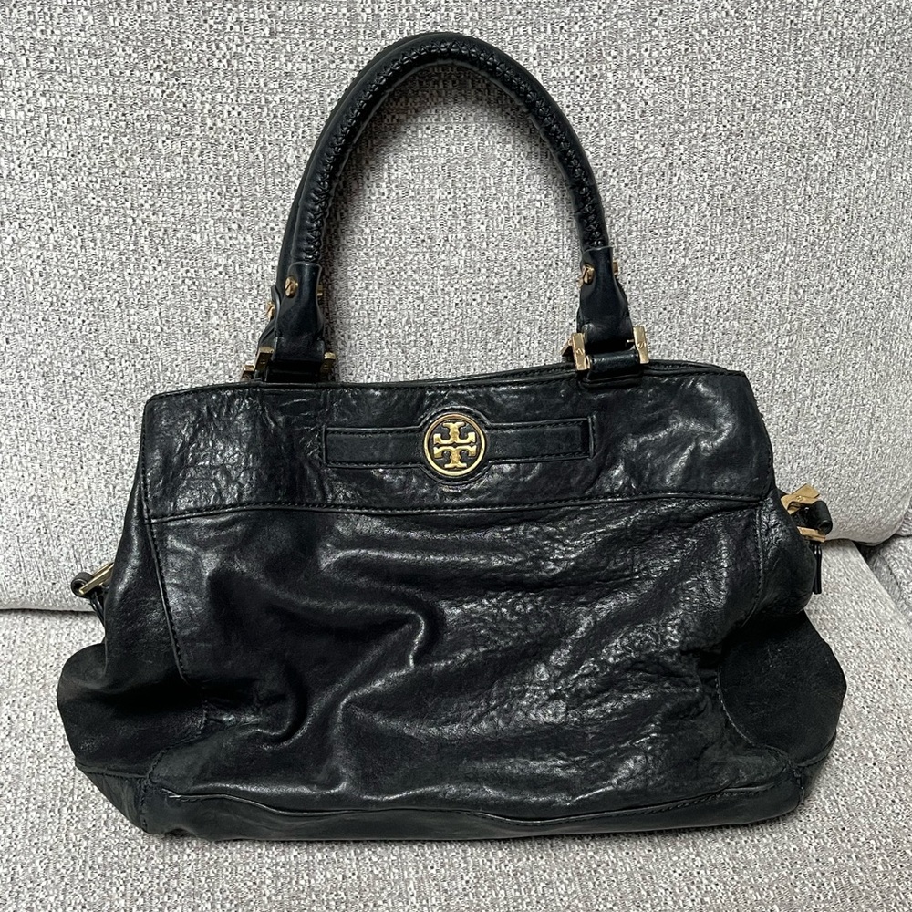 Tory Burch Black Leather Audra Satchel